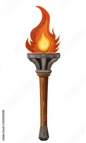 detailed vector illustration showing of fantasy and ancient torch isolated on white background