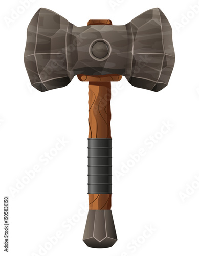 detailed vector illustration showing of fantasy and ancient weapons hammer isolated on white background