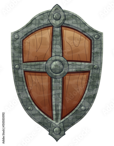 detailed vector illustration showing of fantasy and ancient weapons shield isolated on white background