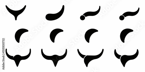 Animal horn icons a collection of diverse designs