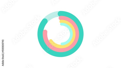 Group of circle rings loading animation. Abstract colorful circles on white background.