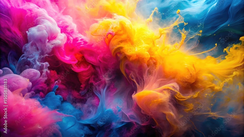 Fototapeta premium Abstract Swirling Colors in Liquid Form, a Vibrant Display of Pink, Yellow, and Blue Hues