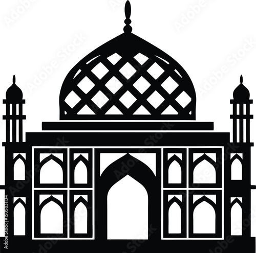 Islamic Monument Silhouette with Traditional Domes and Ornamental Architecture