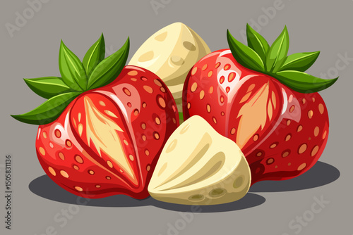 Fresh Red Strawberries with Creamy White Chocolate Pieces
