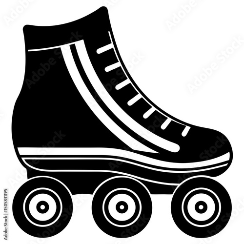 Classic Black and White Roller Skate Illustration