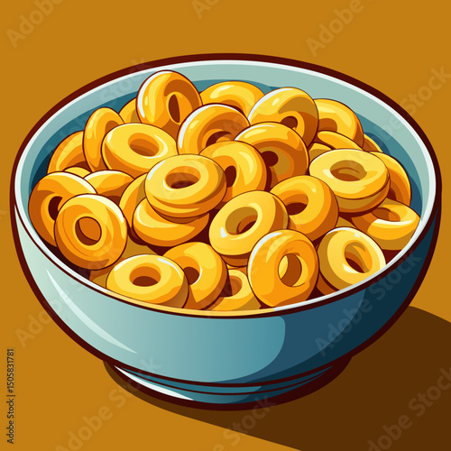 Bowl of golden ring shaped cereal