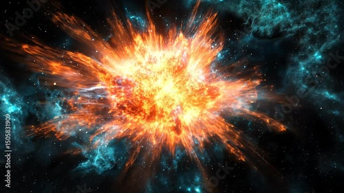 Wallpaper Mural Fiery cosmic explosion unfolding in vibrant space nebula Torontodigital.ca