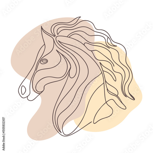 Abstract elegant horse head, line art. Hand drawn sketch illustration.