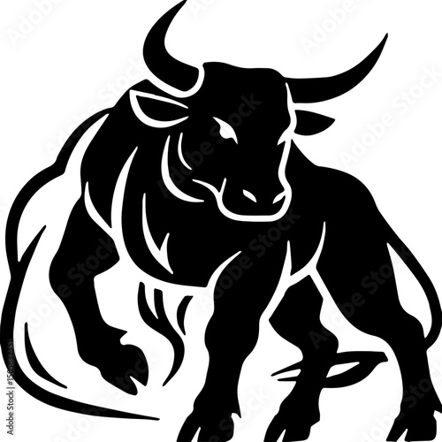 black bull isolated on white