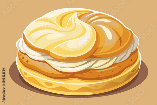 Delicious cream puff pastry dessert illustration