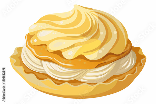 Delicious creamy pastry dessert with swirled topping