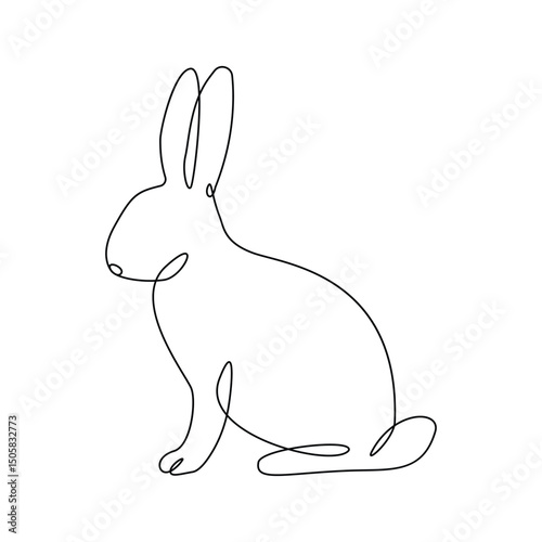 Rabbit animal one line drawing art outline pro vector illustration and minimalistic