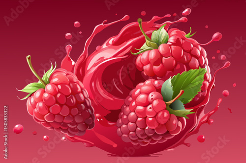 Fresh raspberries in a splash of raspberry juice