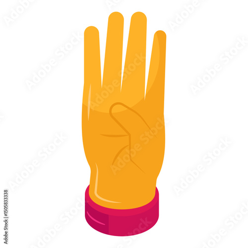 Conceptual isometric design icon of raised hand 