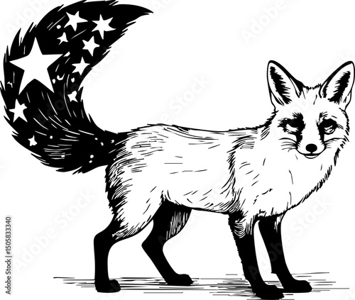 Whimsical fox artistic creation digital art enchanted forest side view imaginative conceptual artwork
