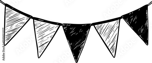 Colorful festive bunting decoration outdoor celebration graphic design joyful atmosphere bird's eye view party for seo impact