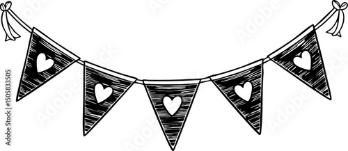 Celebration event with decorative bunting outdoor party setting festive atmosphere colorful viewpoint joyful for engagement