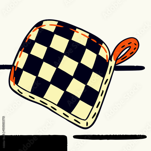 Checkered Black and Yellow Kitchen Pot Holder