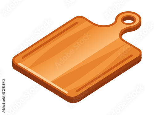 Isometric illustration of a wooden cutting board