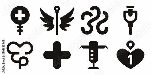 Medical symbol winged snake health logo design