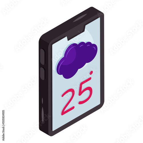 Mobile weather app icon in premium style 
