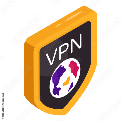 Isometric design icon of secure VPN 