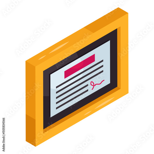 Conceptual isometric design of certificate icon