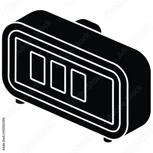 Black Icon of Digital Alarm Clock with Numbers