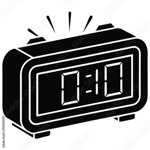 Digital Alarm Clock Silhouette Vector Icon