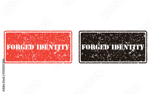 forged identity grunge stamp design, vector, isolated on transparent background