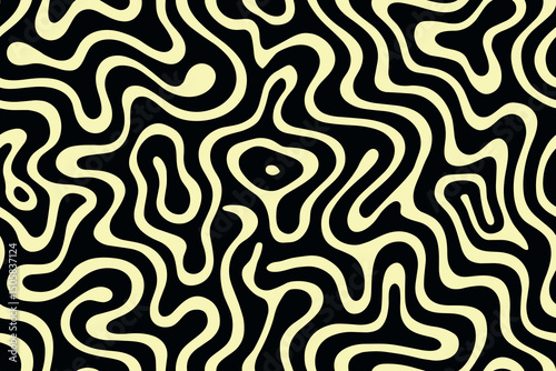 Seamless black yellow abstract trippy psychedelic background pattern