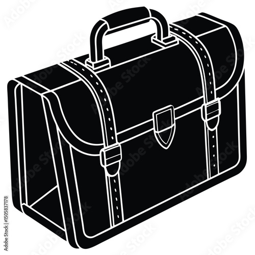 Black Briefcase Icon in Minimalist Silhouette