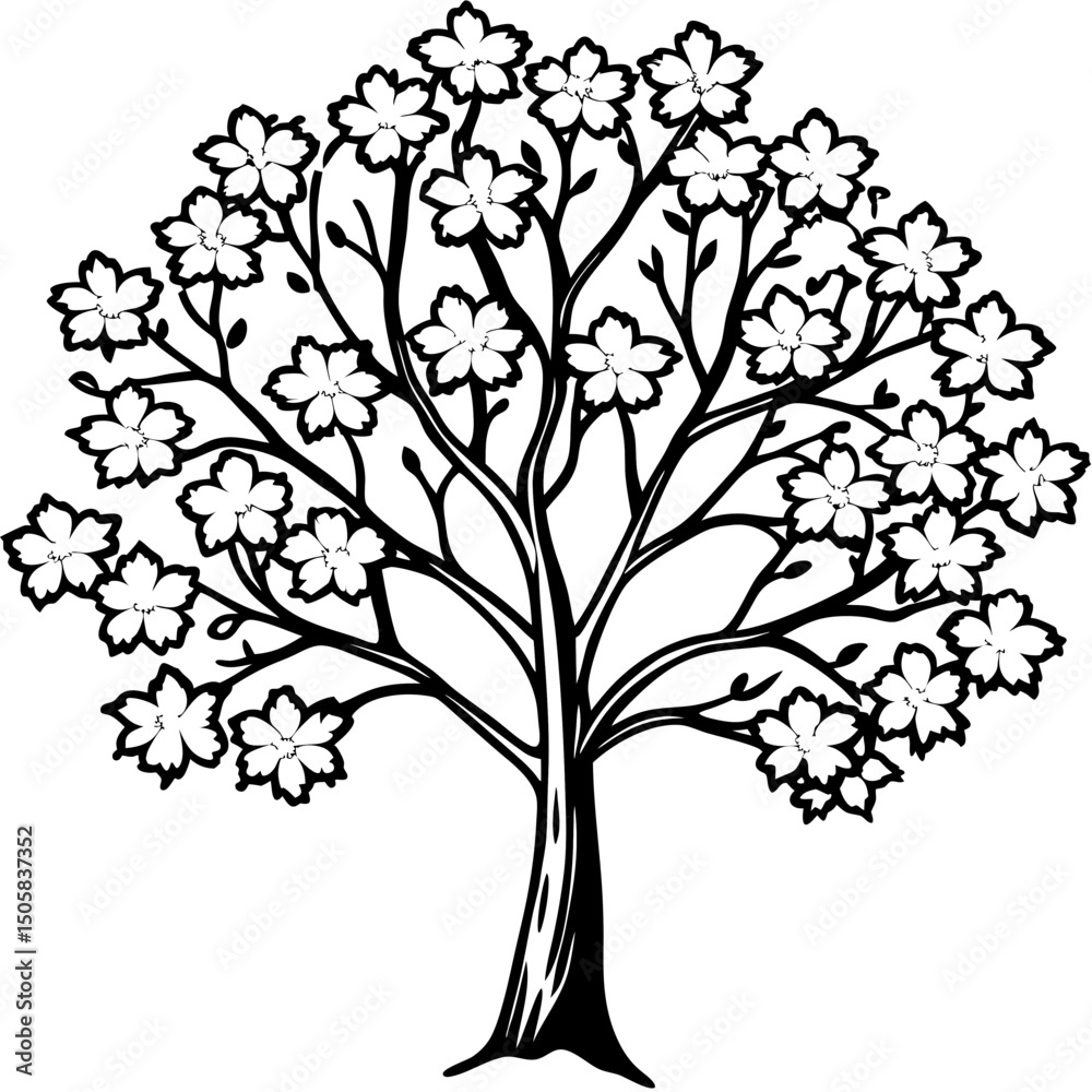 Blooming Spring Tree Vector Blooming Spring Tree Vector