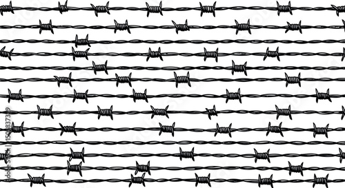 Pattern of barbed wire on white background artistic design