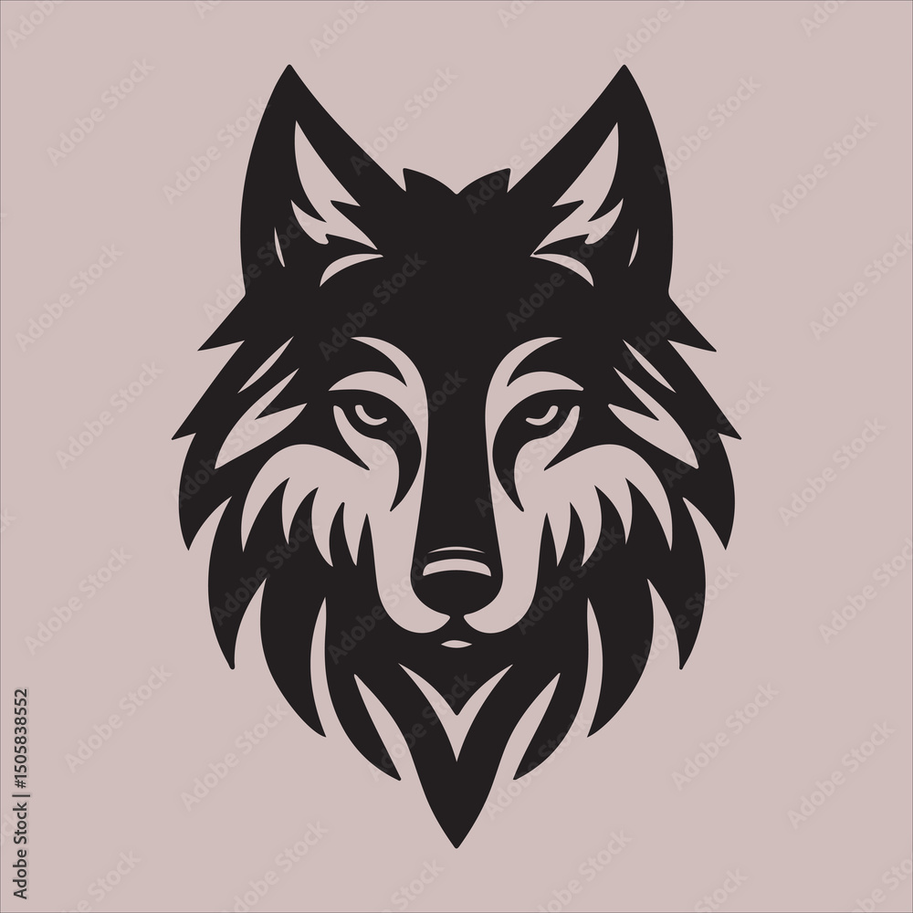 Obraz premium Wolf Head Silhouette Vector | Tribal Animal Graphic Art