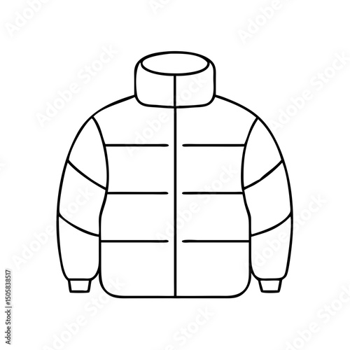 Thin line contour illustration of a puffer jacket design, contour icon, thin line  