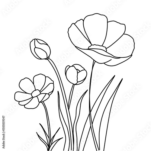 vector illustration group of flowers