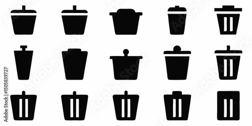 Open trash can icon waste disposal symbol for recycling