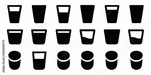 Flat water glass icon drink symbol design