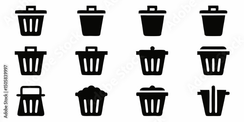 Open trash can icon waste disposal symbol