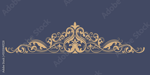Vector damask stencil element. Floral baroque ornament pattern design. Vintage victorian arabesque motif.