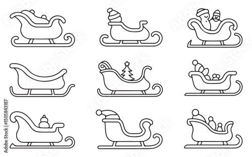 Merry Christmas Sleighs with Gifts for Holiday Projects
