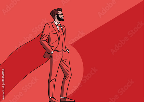 Bold Ambition: A dynamic illustration of two confident figures, one standing tall in the forefront, the other casting a powerful shadow.