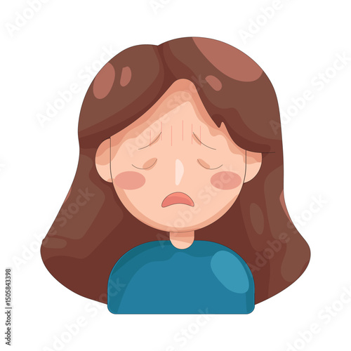 illustration of Sad and Upset Woman
