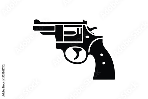 Vintage short gun vector silhouette isolated in white background	