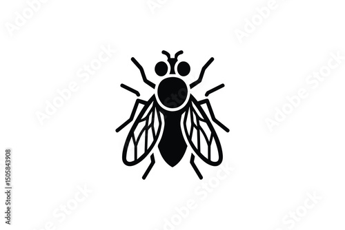 Housefly vector silhouette isolated in white background	