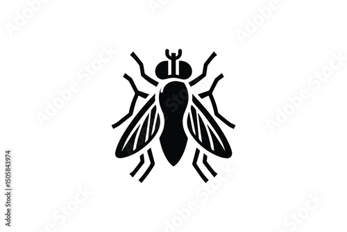 Housefly vector silhouette isolated in white background	