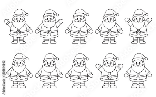 Cheerful Santa Claus Illustrations, Holiday Icons with Various Poses