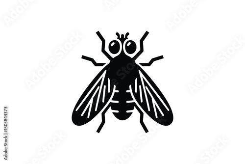Housefly vector silhouette isolated in white background	