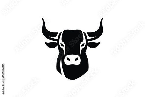 Bull head vector silhouette isolated in white background	
